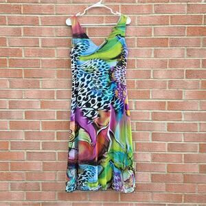Cartise Y2K Rave Mesh Tank Dress Butterfly Print Size 10